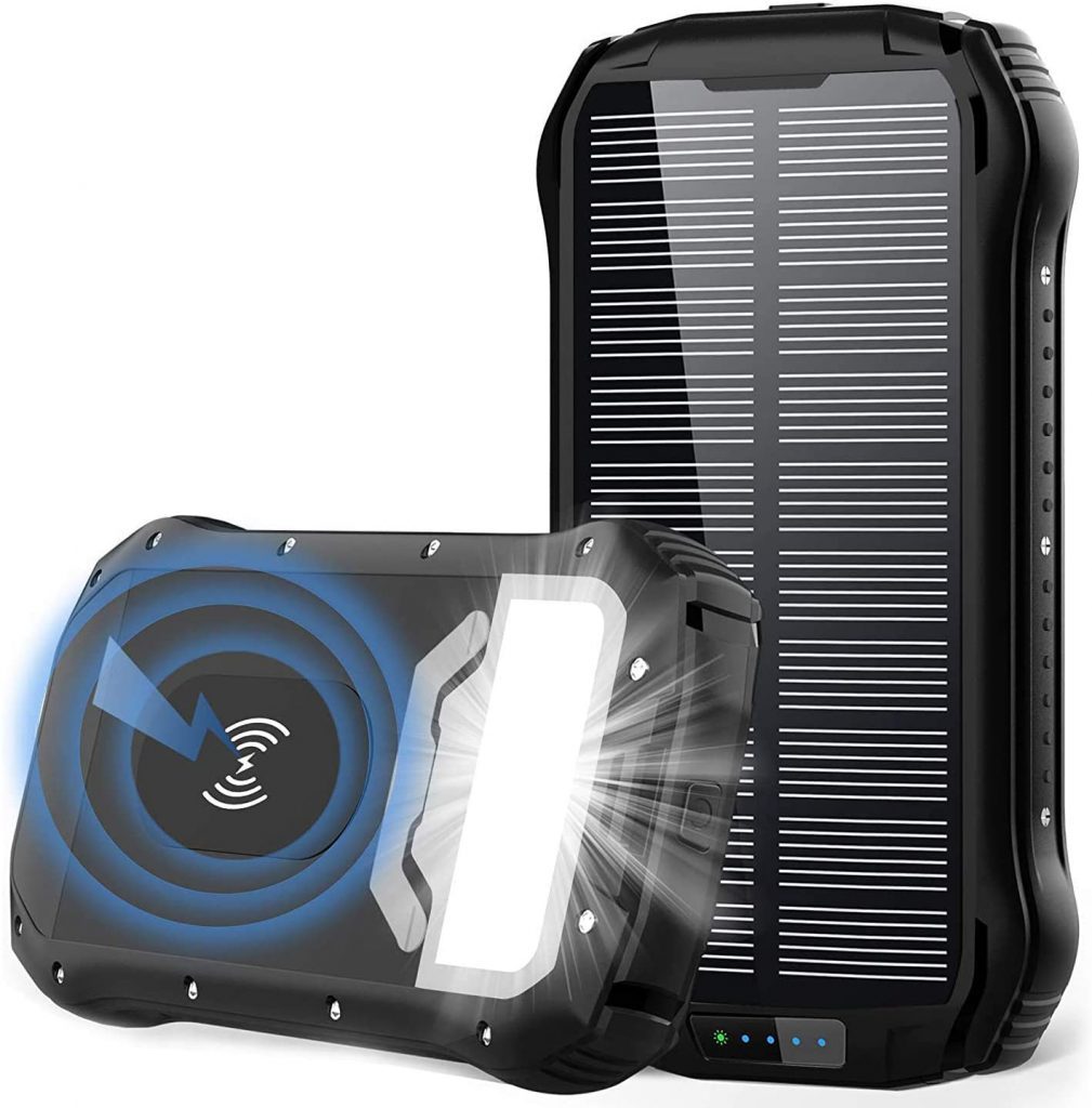 Chargeur Solaire Portable QI Sans Fil à induction 26800mAh  